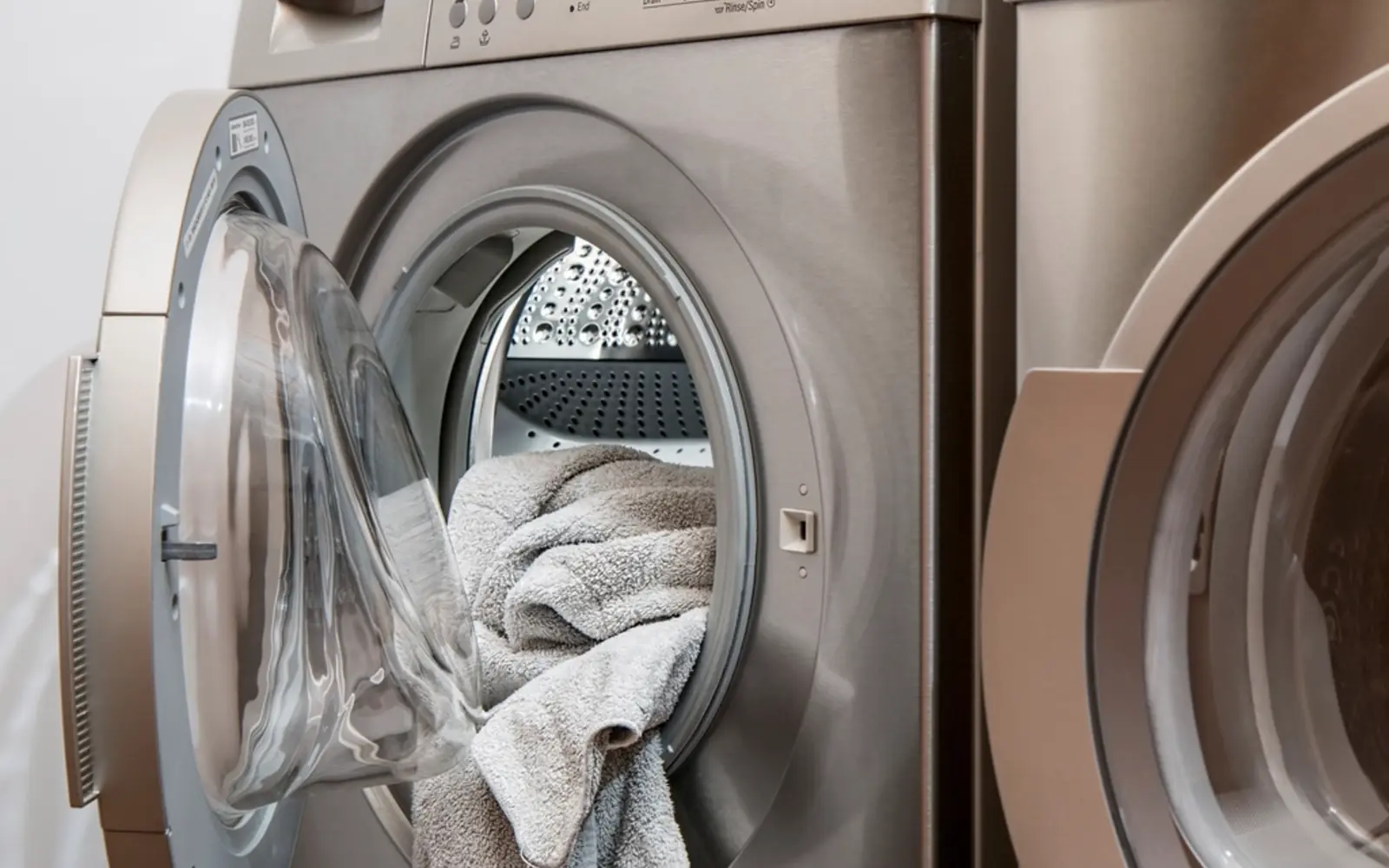 A front-loading washing machine with its door open